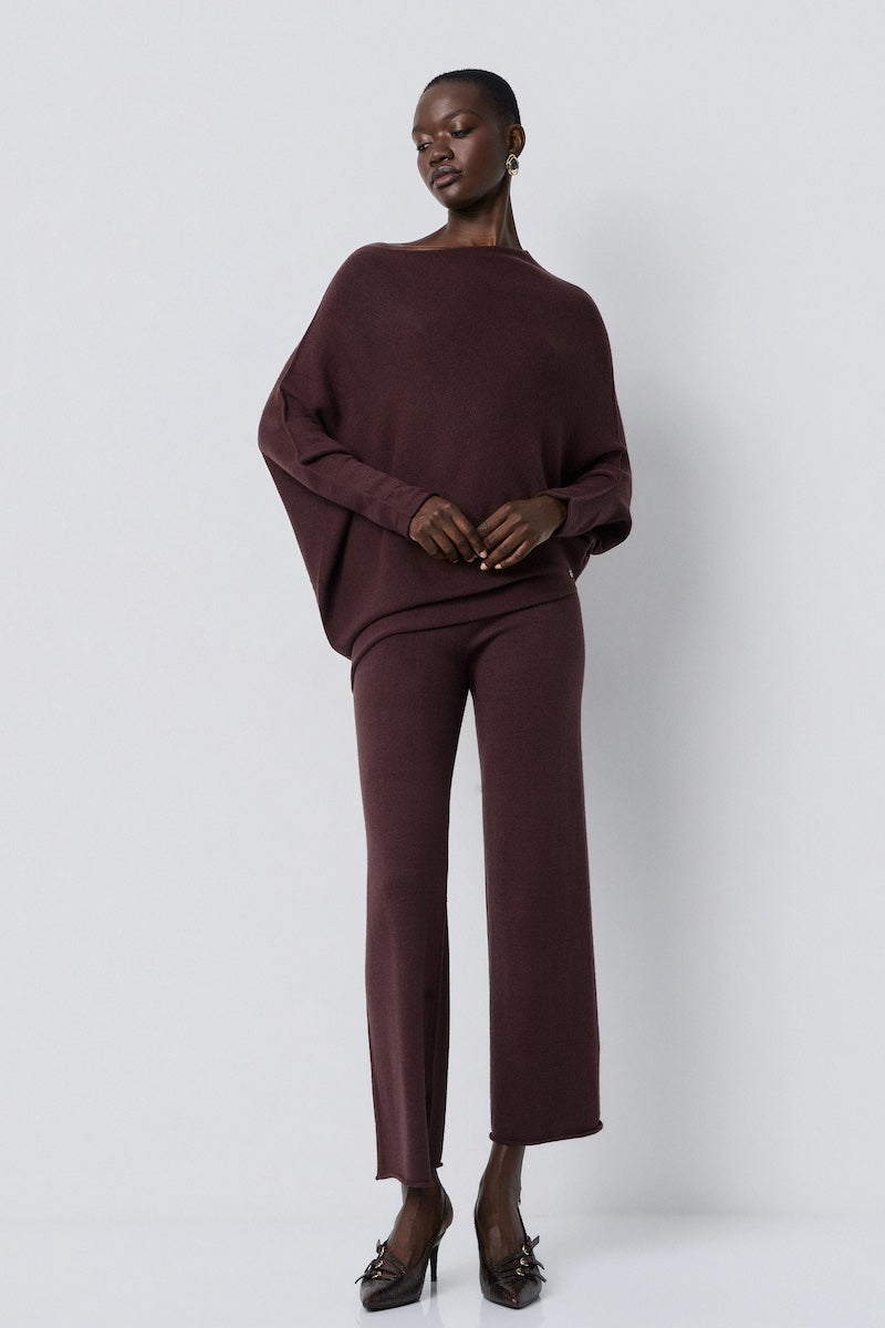 Pull asymétrique marron BSB fashion