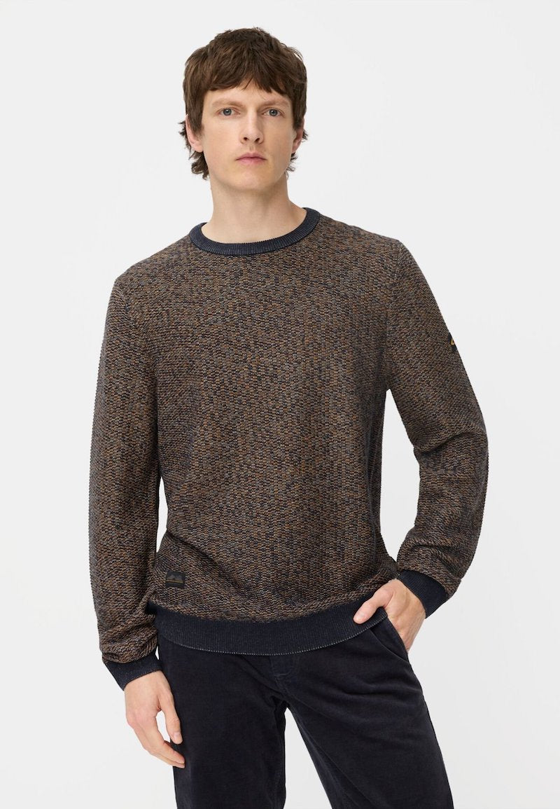 pull homme en maille chiné Camel