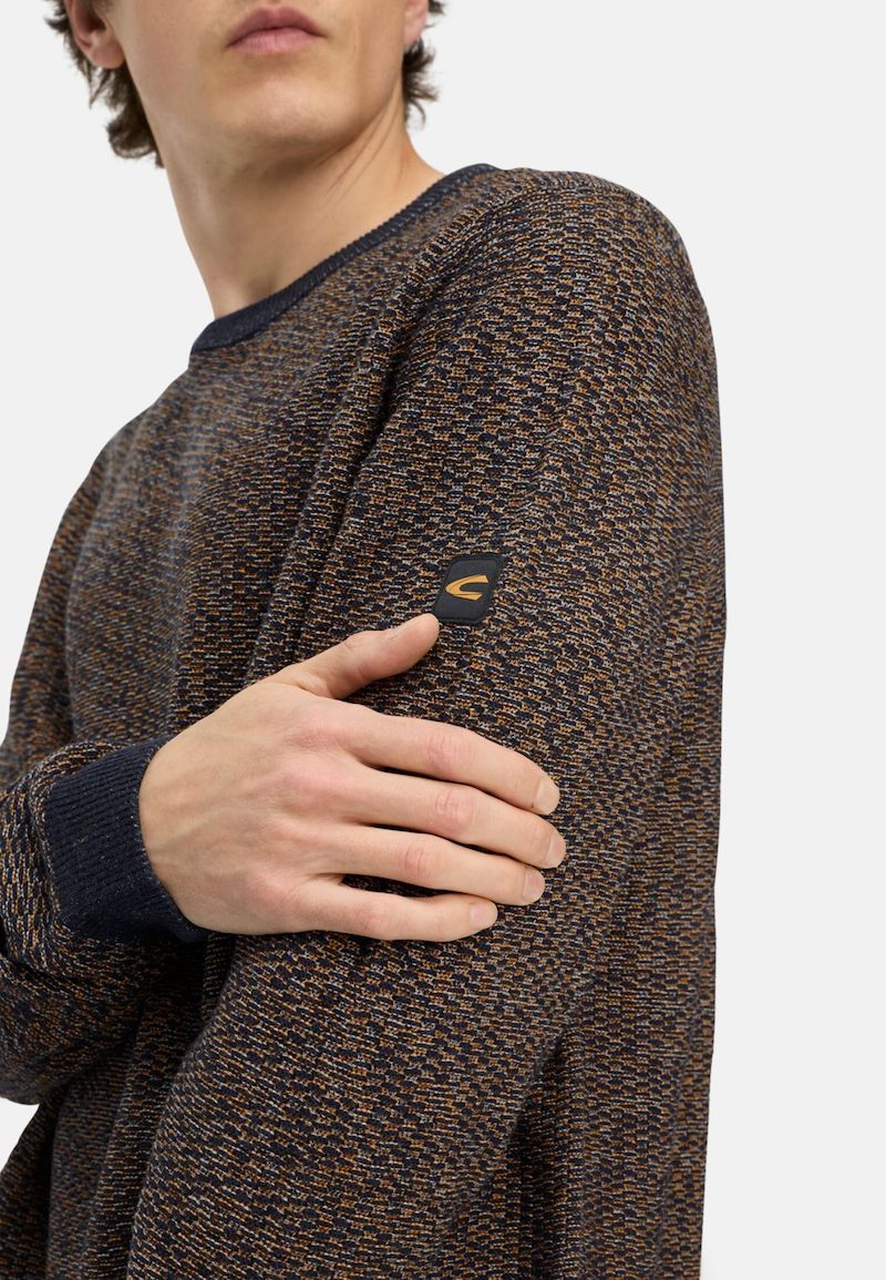 pull homme en maille chiné Camel