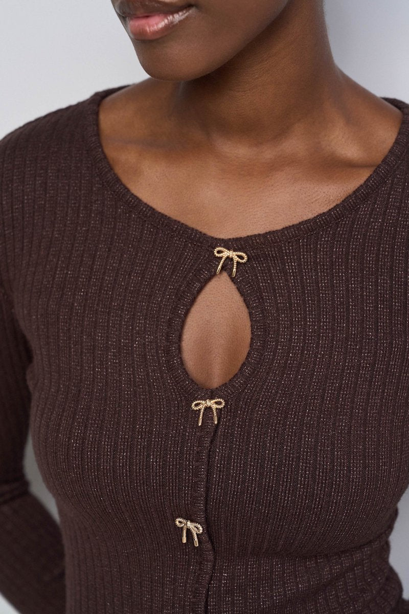 Pull fin en maille côtelée marron Salsa Jeans