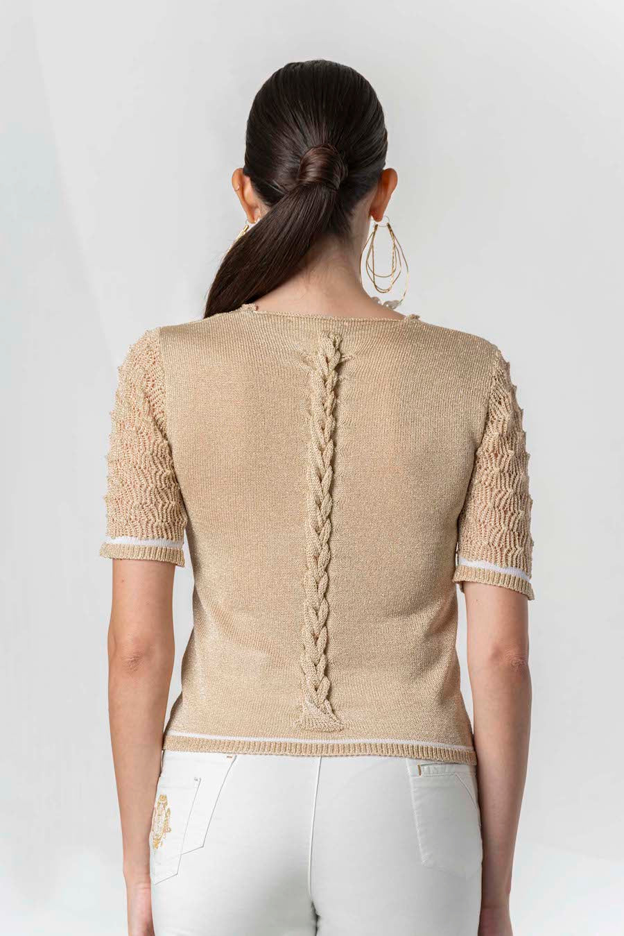 Pull en maille doré Elisa Cavaletti