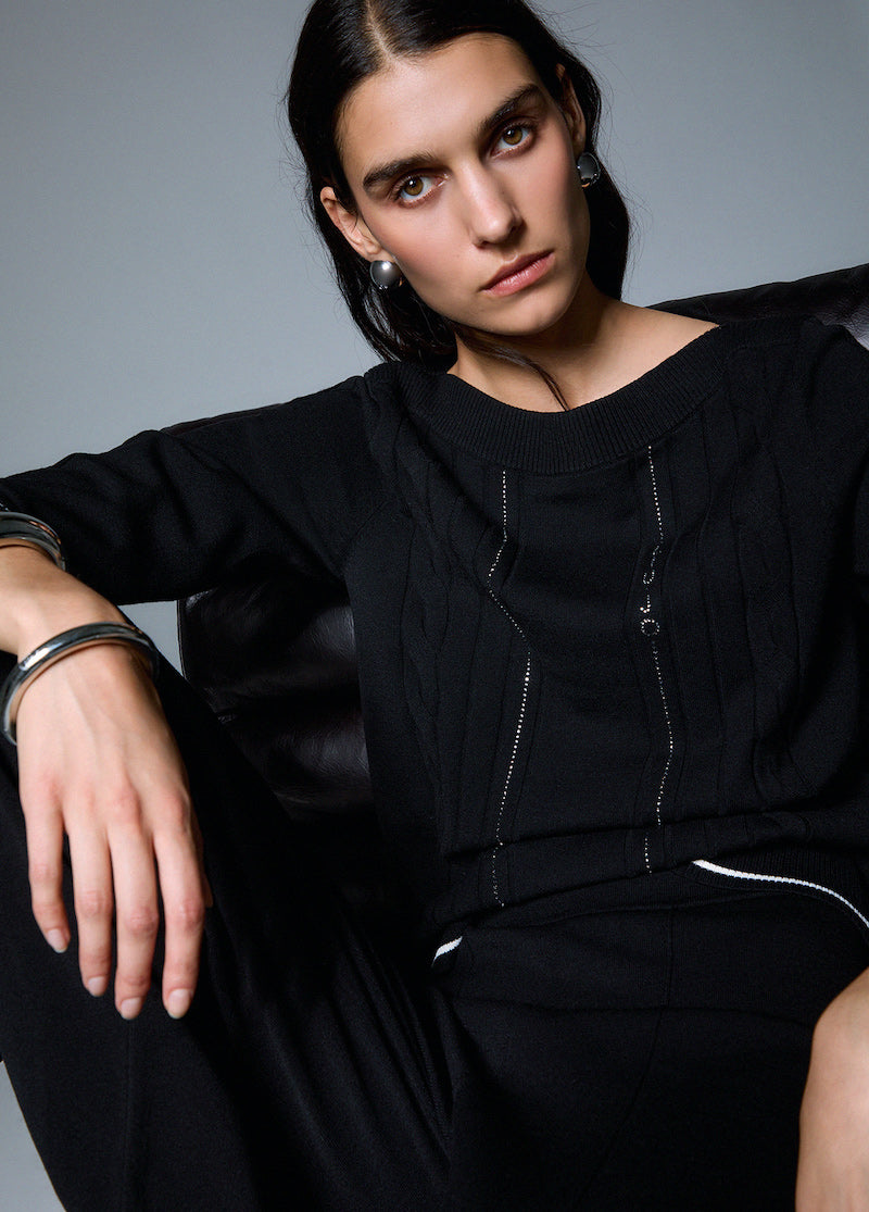 Pull en maille fine noir Liu Jo