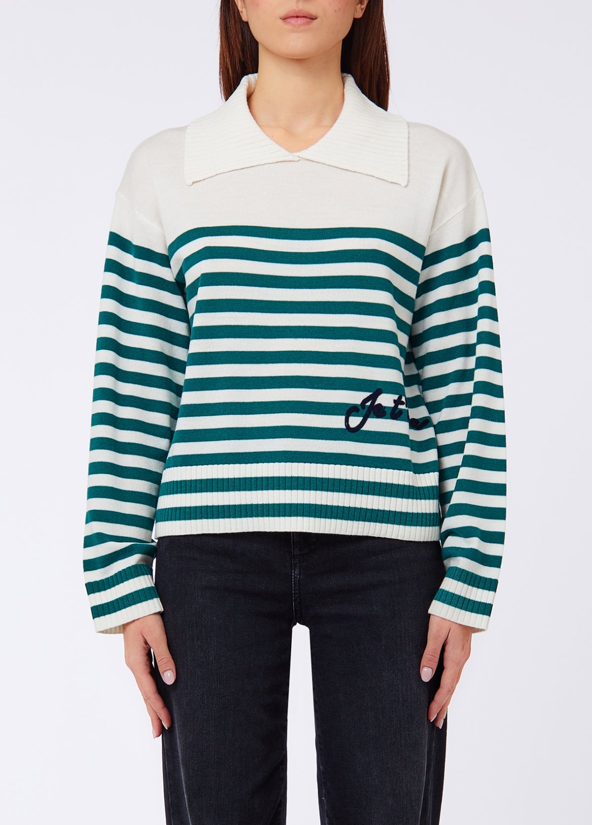 Pull rayé col polo large Liu Jo