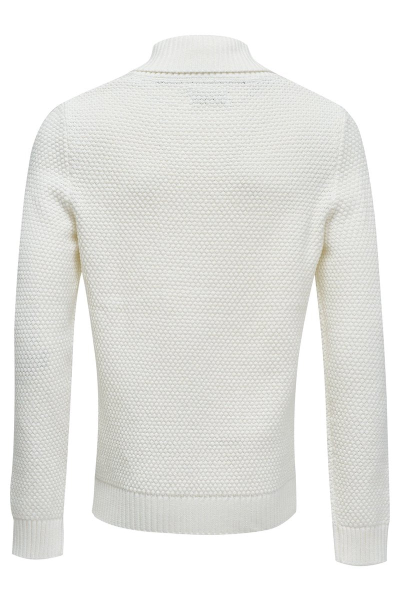 Pull en maille nid d'abeille blanc cassé Salsa