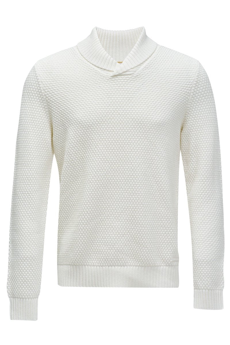 Pull en maille nid d'abeille blanc cassé Salsa