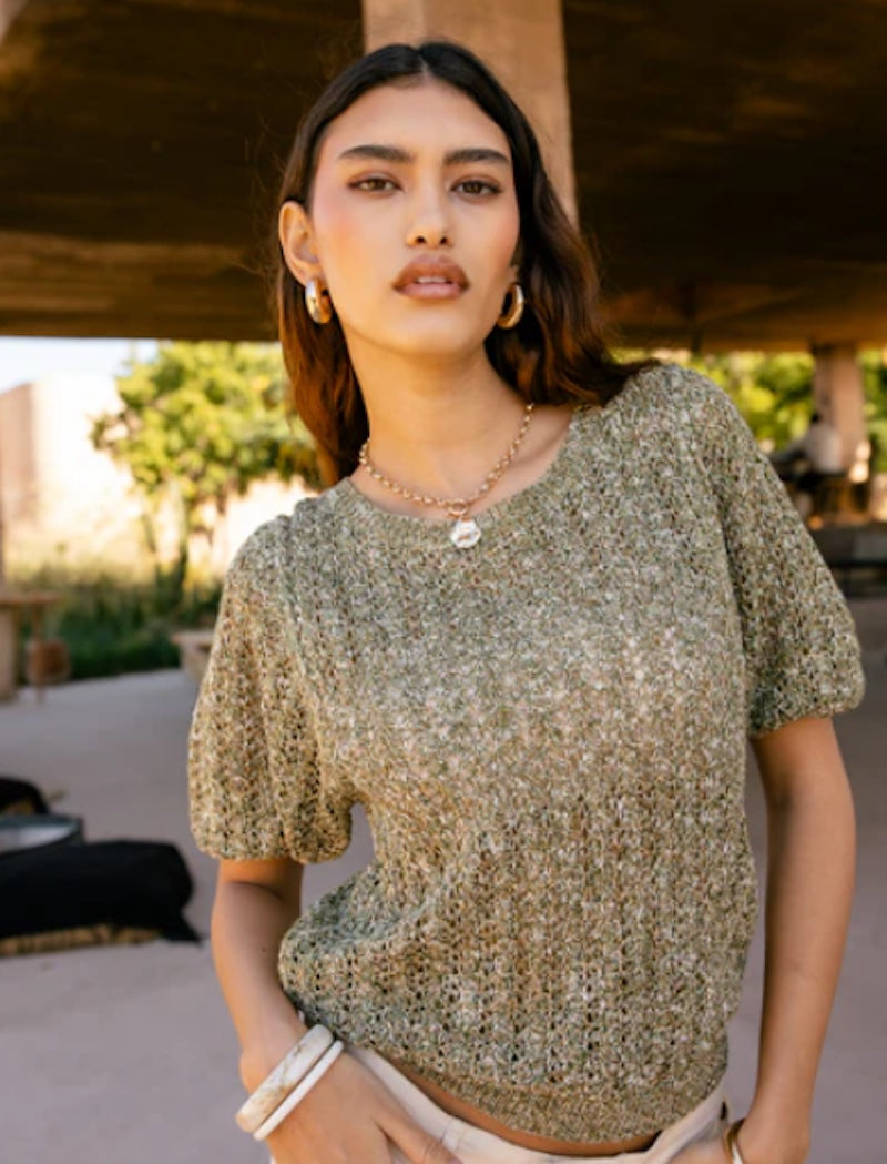 Pull femme moucheté vert Freeman T