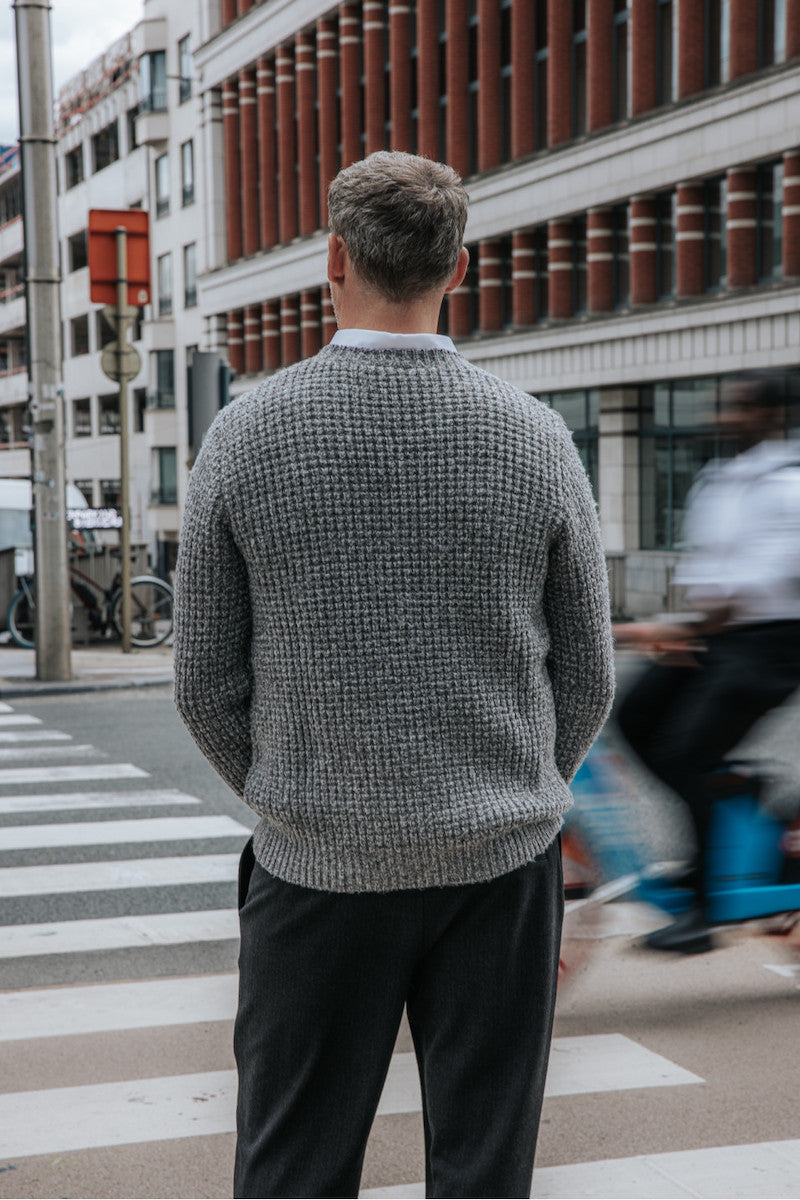 Pull homme en grosse maille grise Freeman T