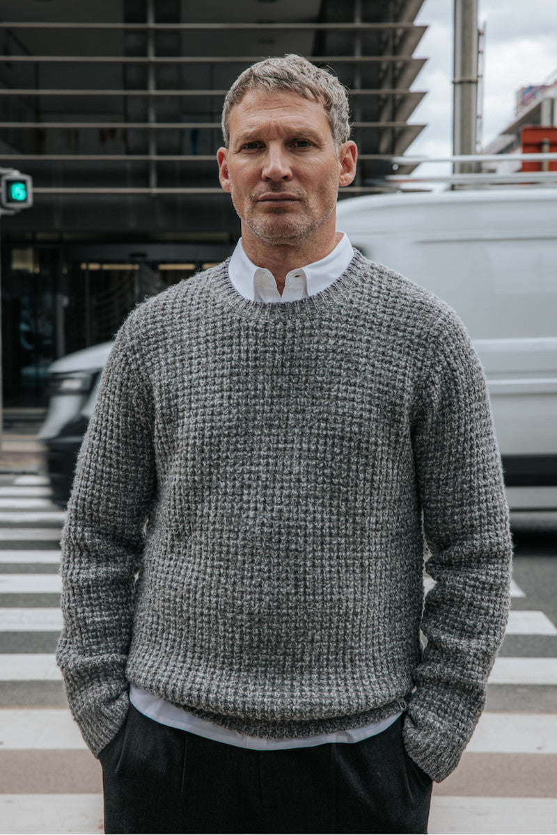 Pull homme en grosse maille grise Freeman T
