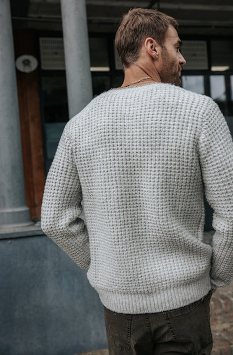 Pull homme en grosse maille blanc cassé Freeman T