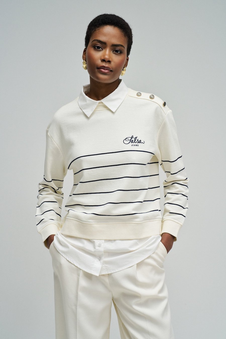 Combiné marin pull et chemise salsa Jeans pour femme