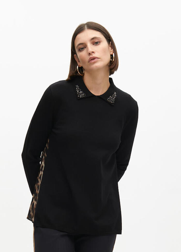 Pull à dos plissé animalier Lola Casademunt