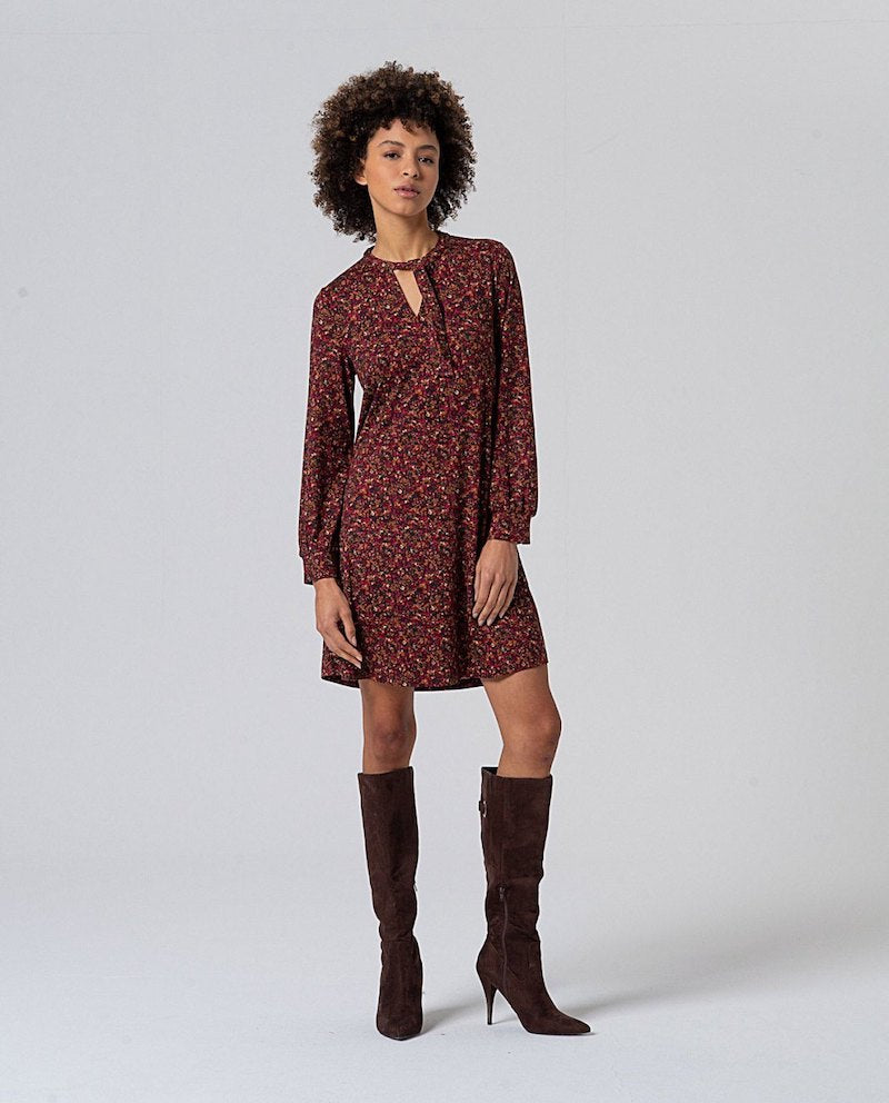 Robe droite imrpimée rouge Surkana