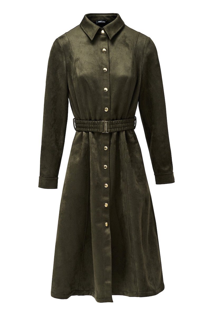 Robe middi en suedine salsa
