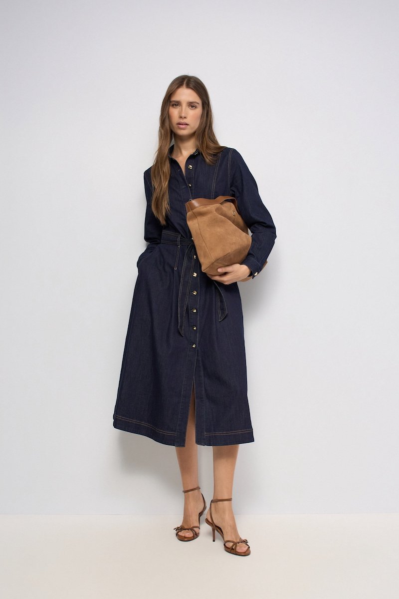 Robe midi en denim brut Salsa Jeans