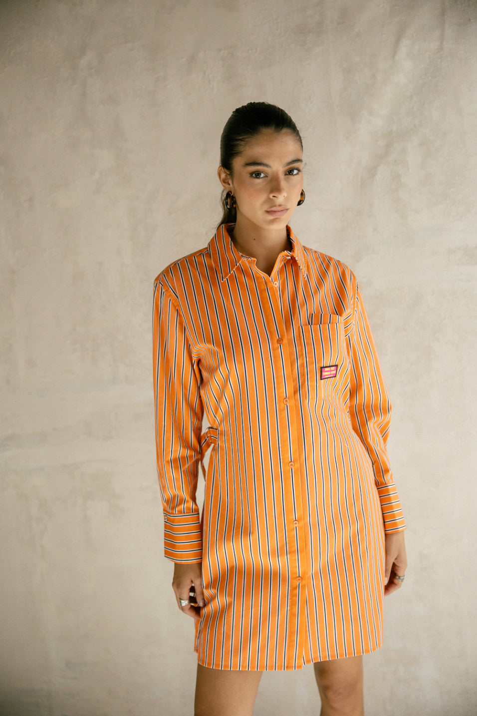 Robe tunique rayée orange Freeman T