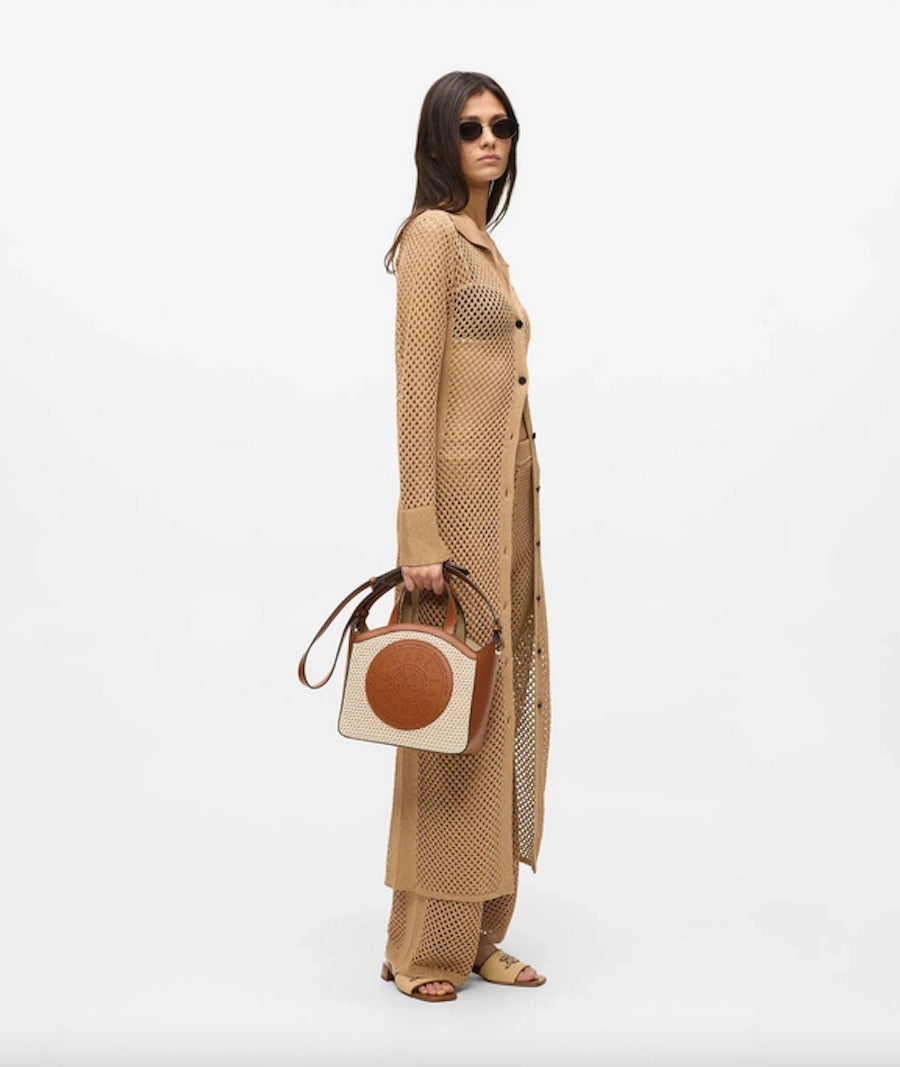 Sac à main femme Karl Lagerfeld en mesh et cuir marron