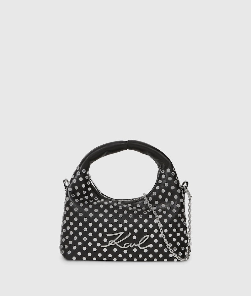 Mini sac à main Karl Lagerfeld noir à clous miroir