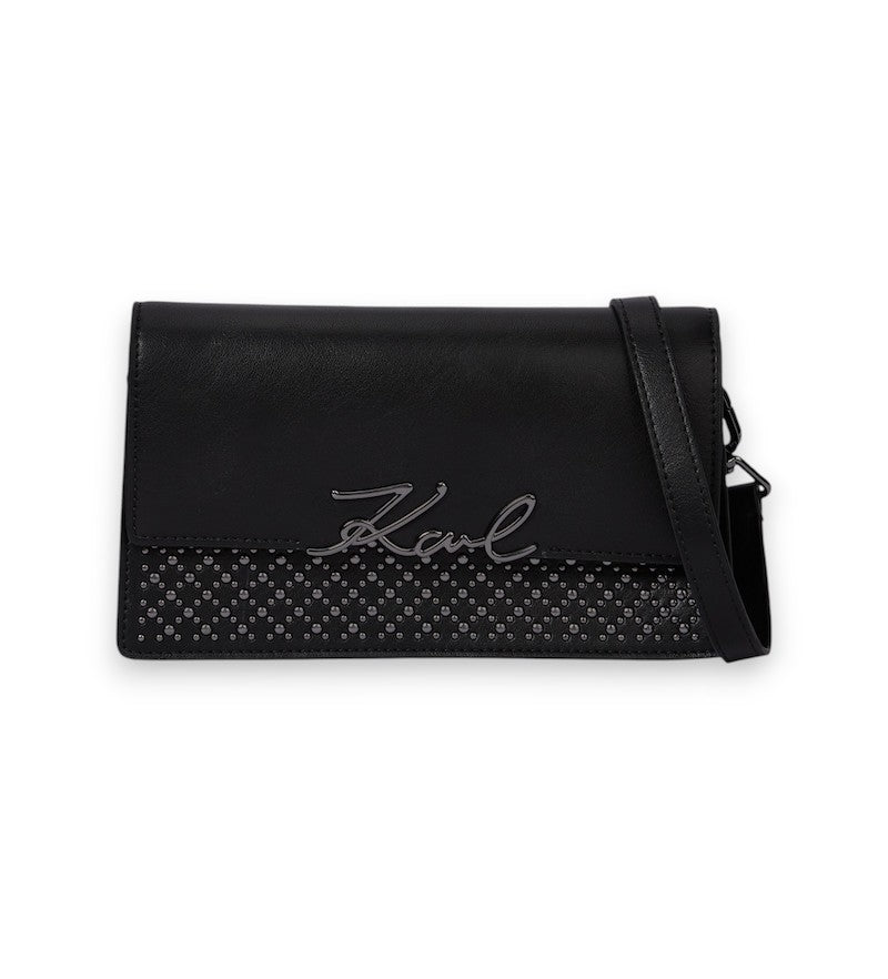 Sac crossbody Signature noir à clou Karl Lagerfeld