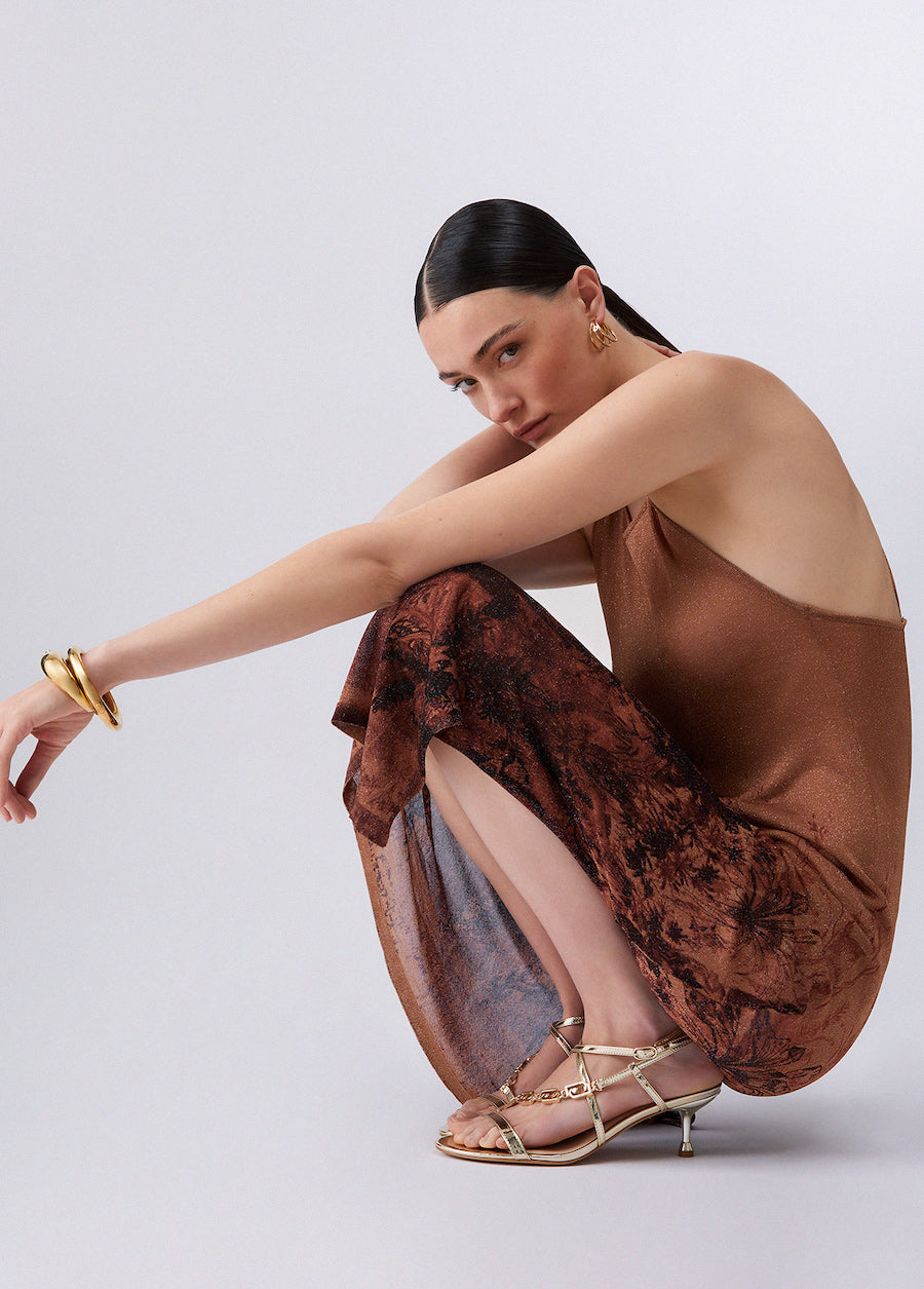 Sandales à talons bas doré Liu Jo