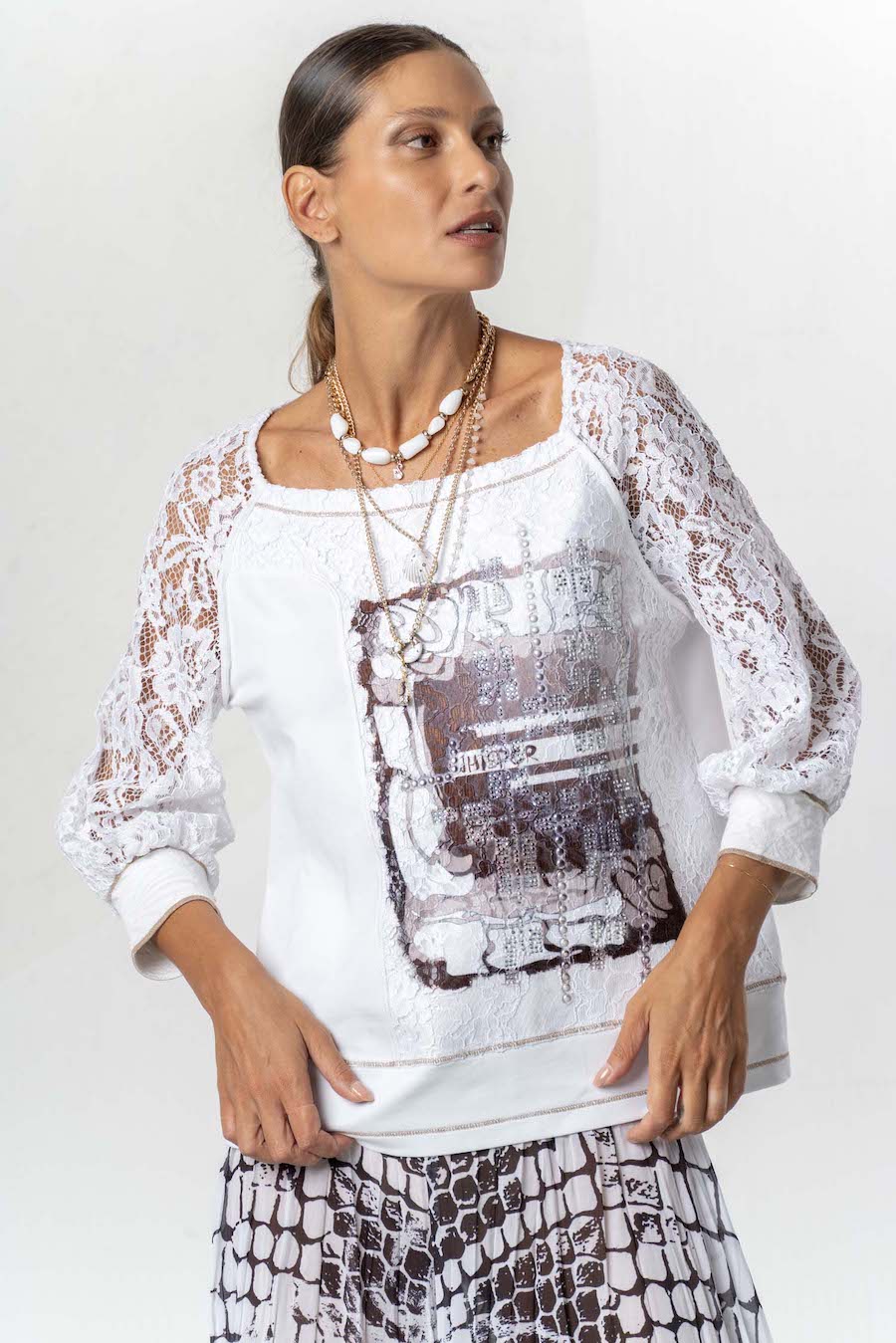 Sweat femme brodé Elisa Cavaletti