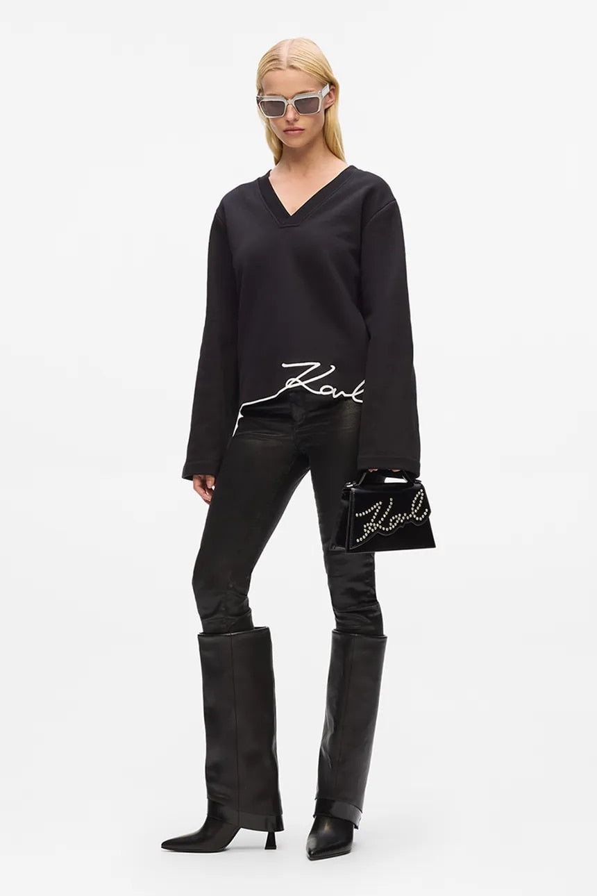 Sweat col V signature Karl Lagerfeld