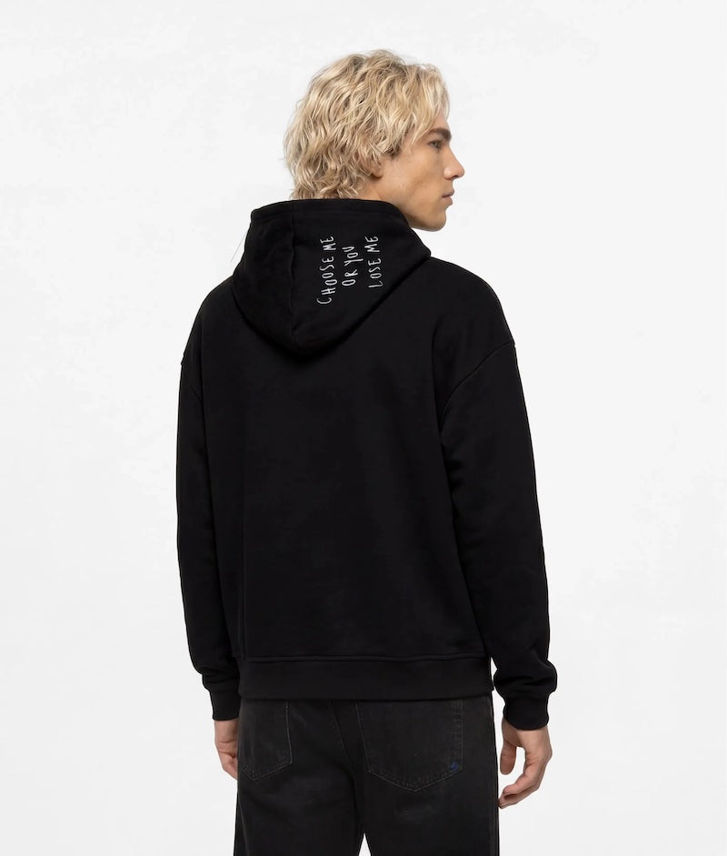 Sweat à capuche noir homme Karl Lagerfeld broderie citation