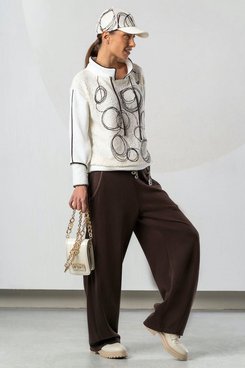 Sweat femme blanc à sequins Elisa Cavaletti