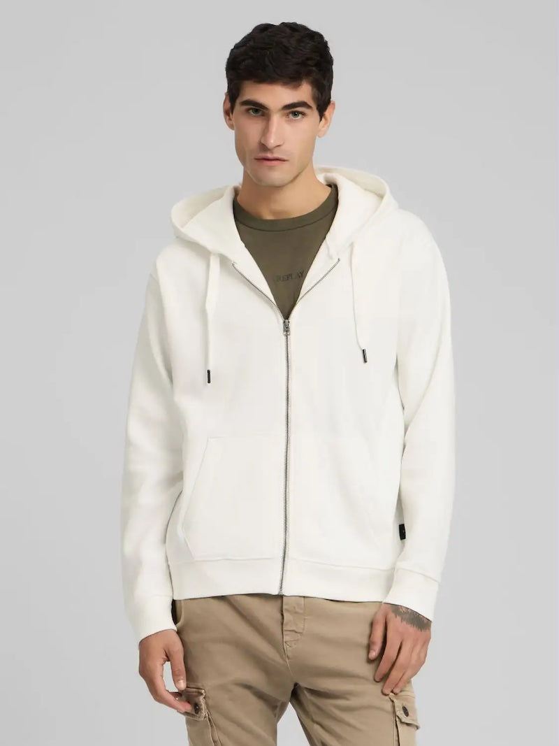 Sweat zippé blanc cassé pour homme de la maison Replay