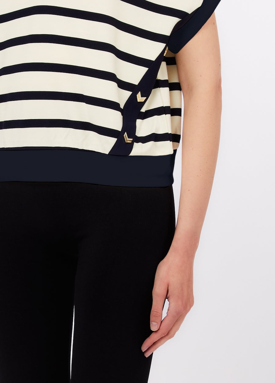 T-Shirt marin col V pour femme Liu Jo