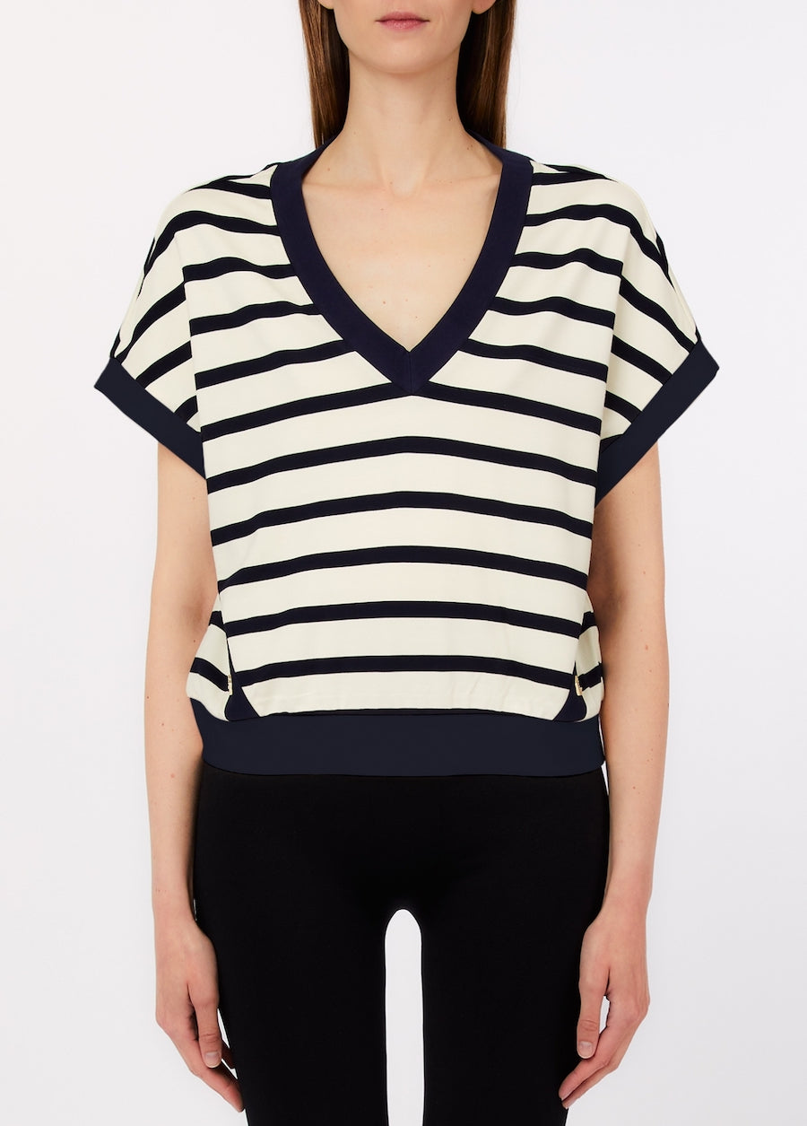 T-Shirt marin col V pour femme Liu Jo