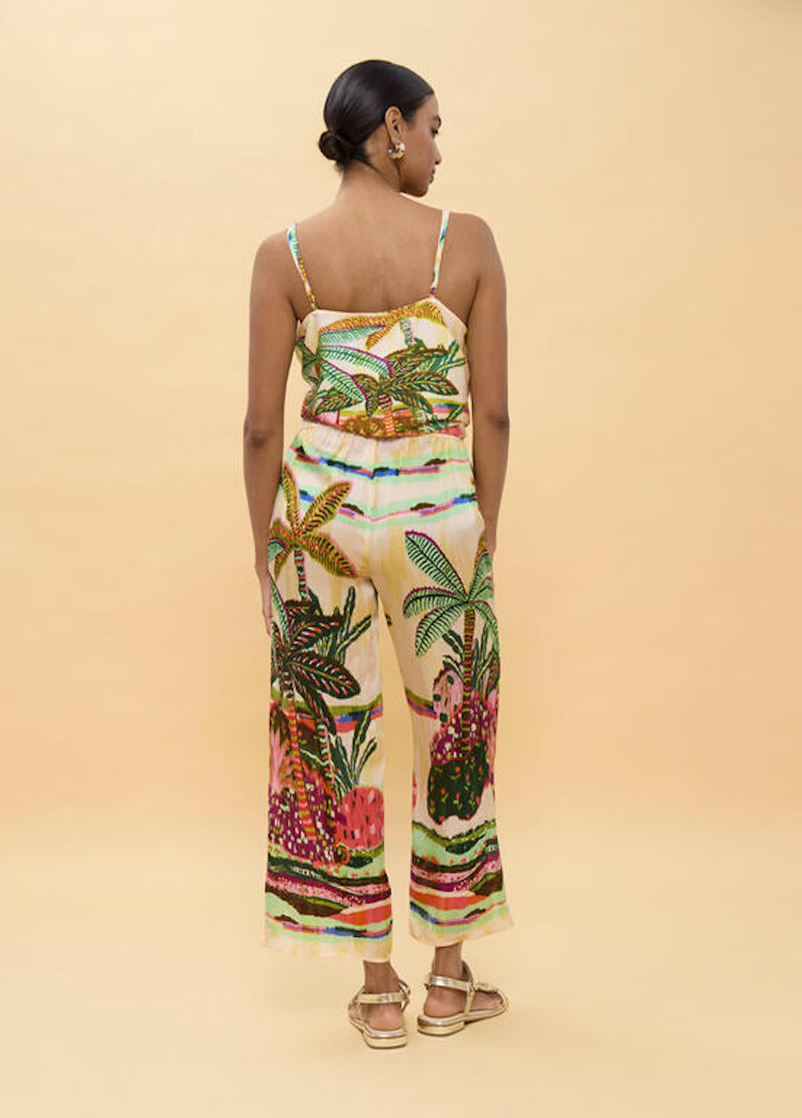 Débardeur bretelles Lola casademunt avec palmiers colorés