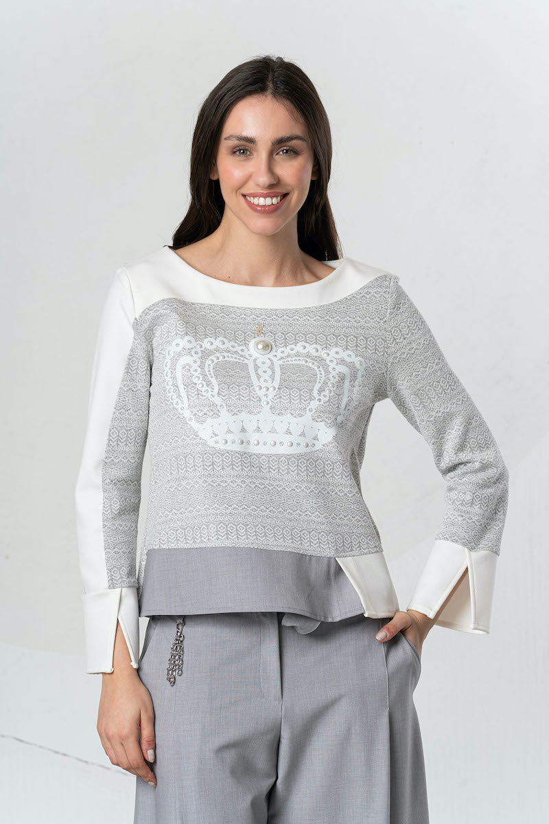 Top blanc et gris Elisa Cavaletti