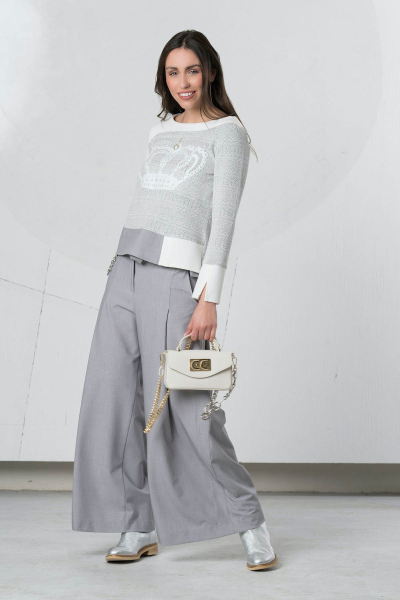 Top blanc et gris Elisa Cavaletti