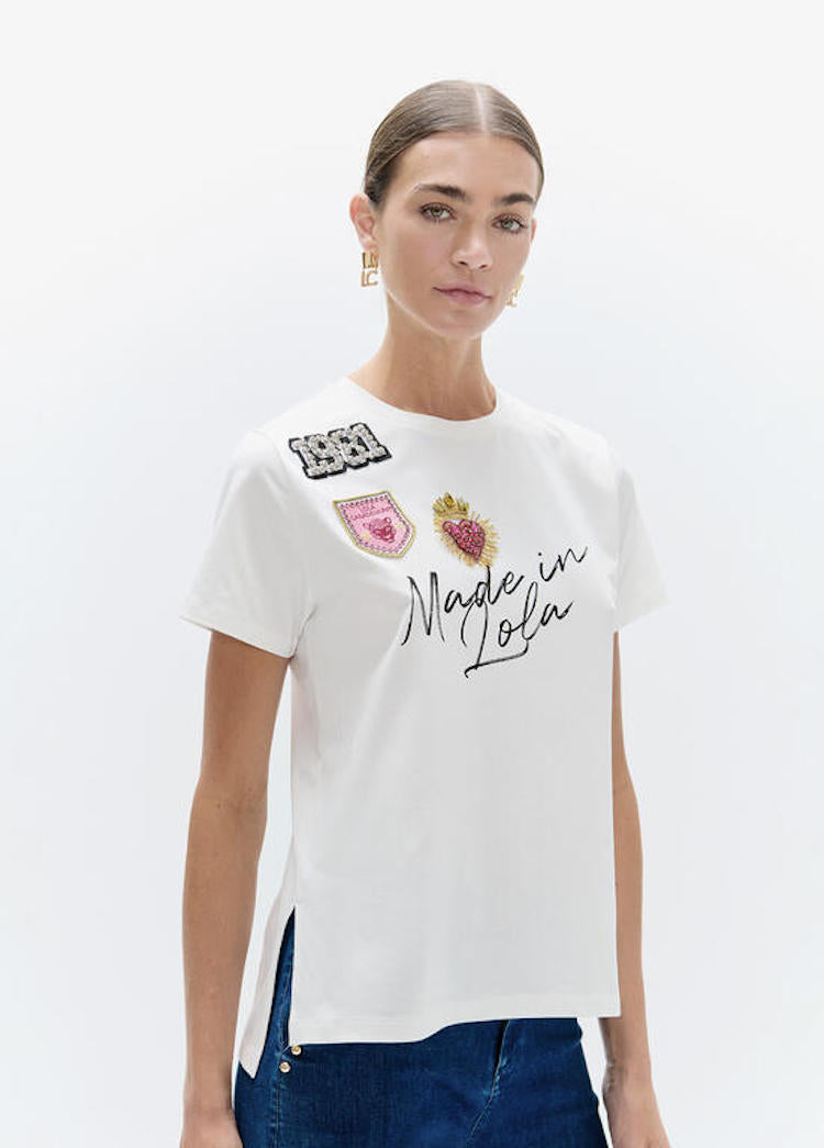 Tshirt femme blanc avec ecussons Lola Casademunt