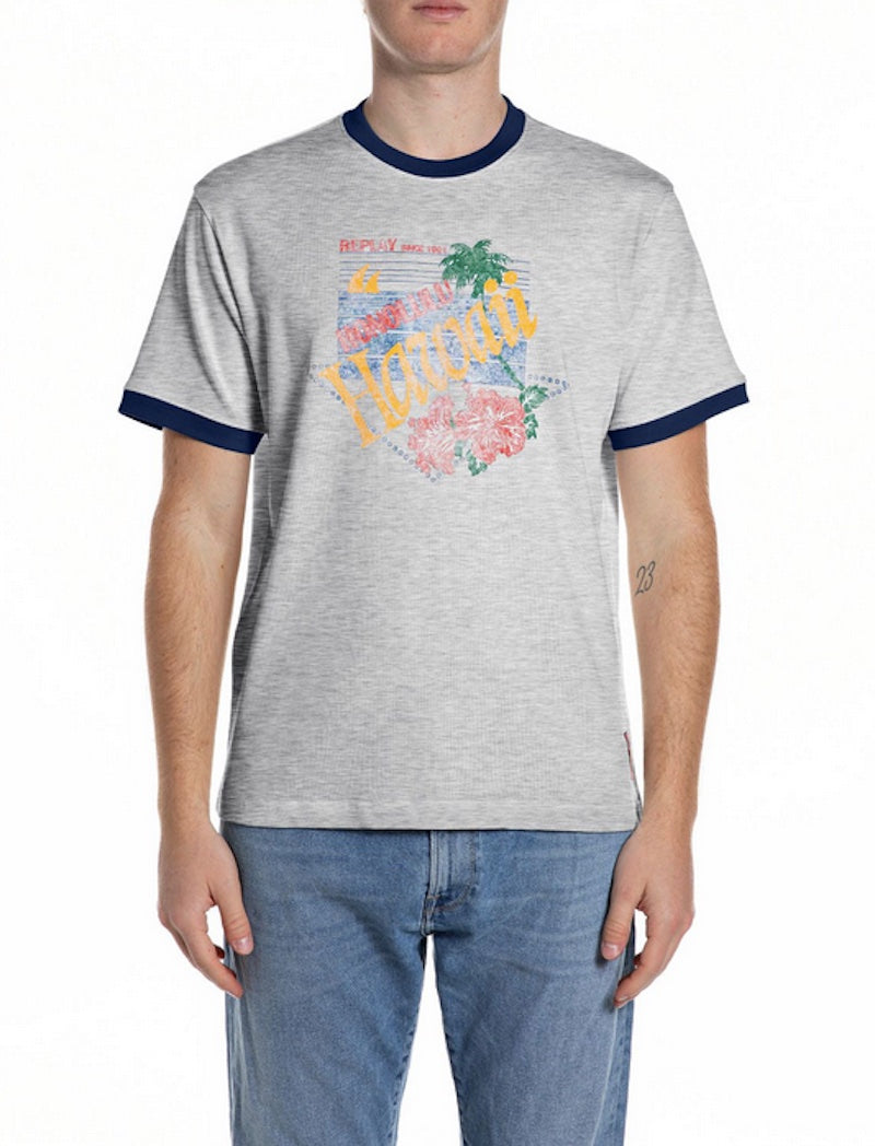 Tshirt homme Replay jeans imprimé Hawai