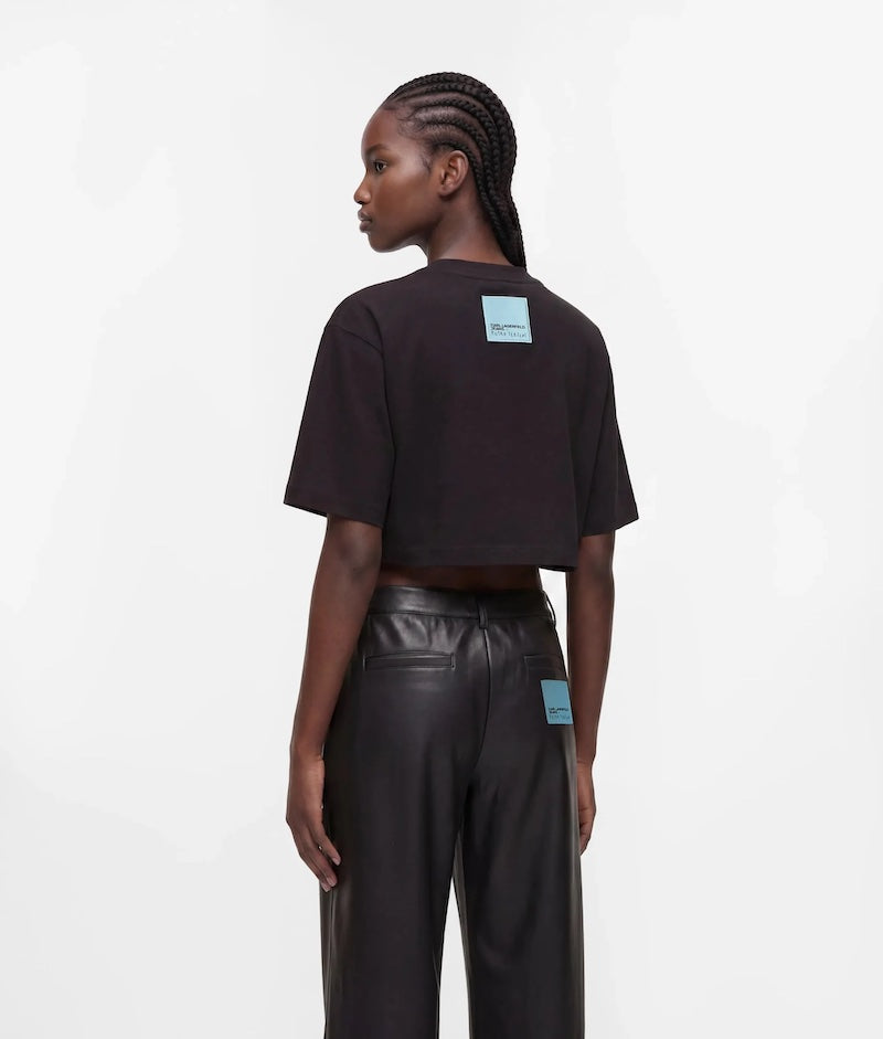 T-shirt crop top noir femme Karl Lagerfeld « Are you in love ? »