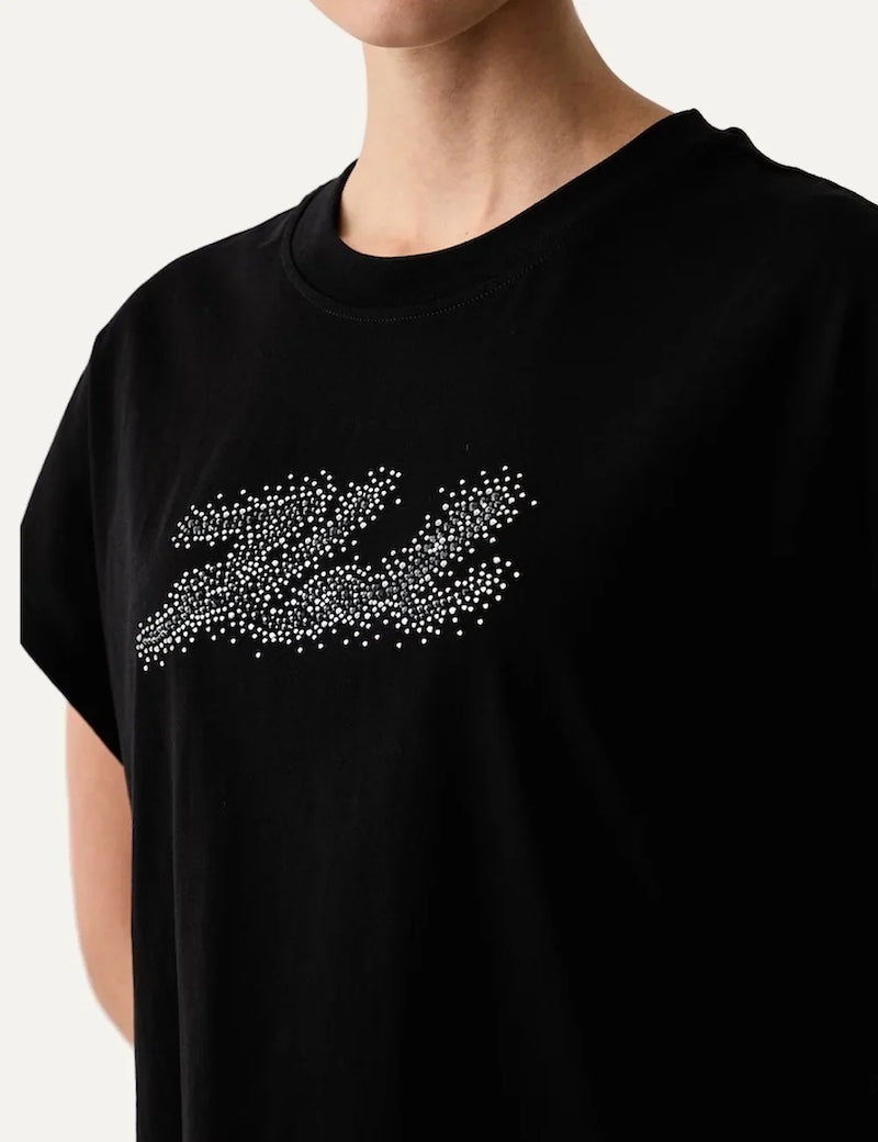 T-shirt femme Karl Lagerfeld noir en coton – logo Karl brillant