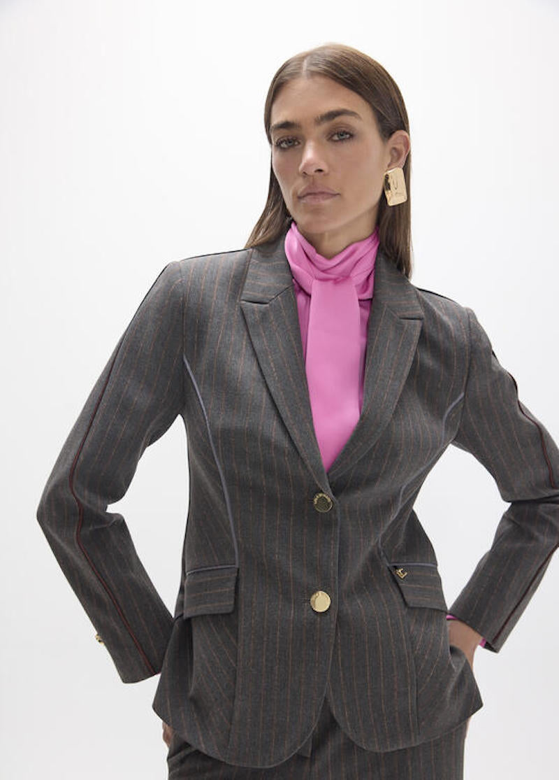 Veste de tailleur femme à rayures bordeaux Lola Casademunt