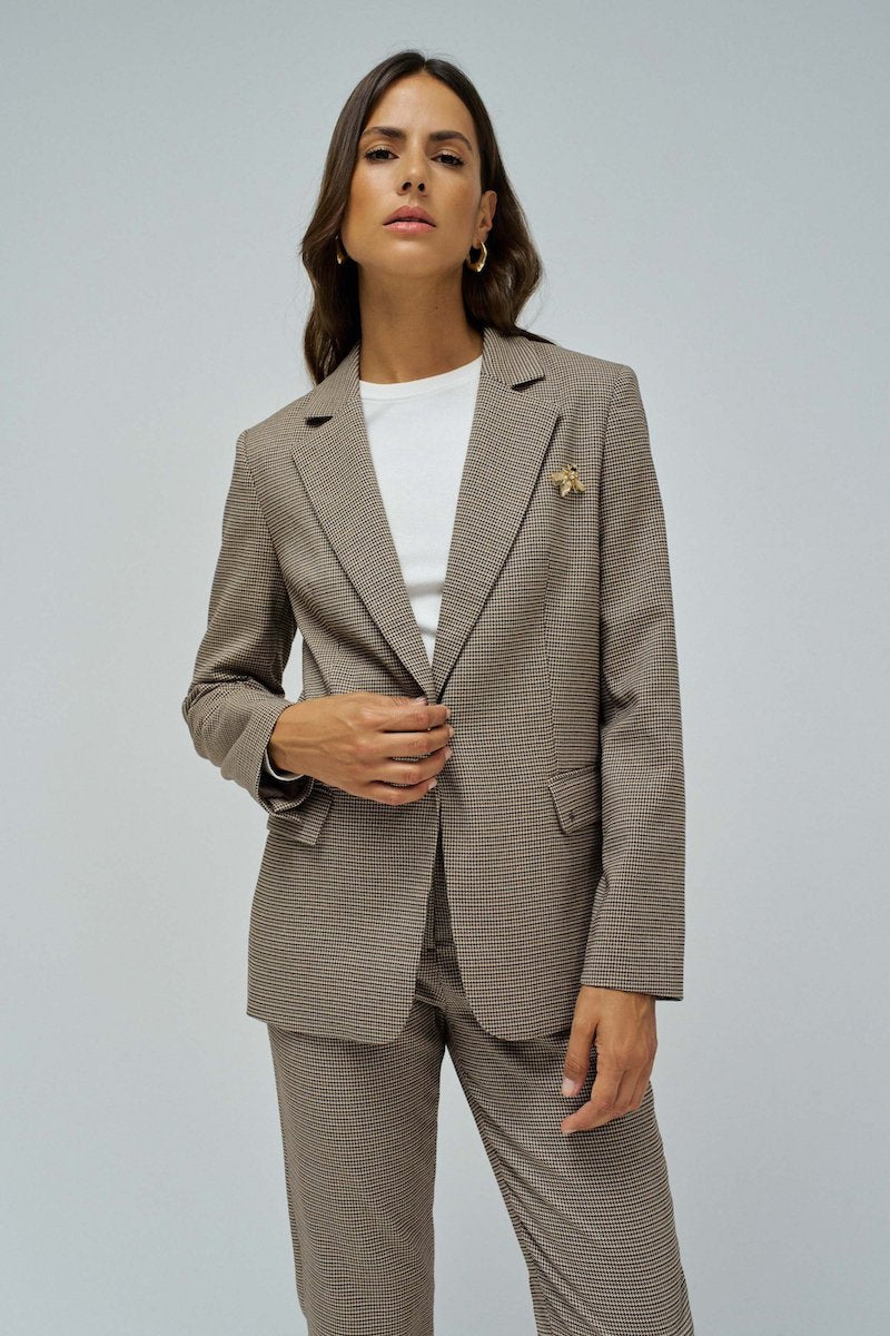 Blazer cintré pour femme à. petots carreaux