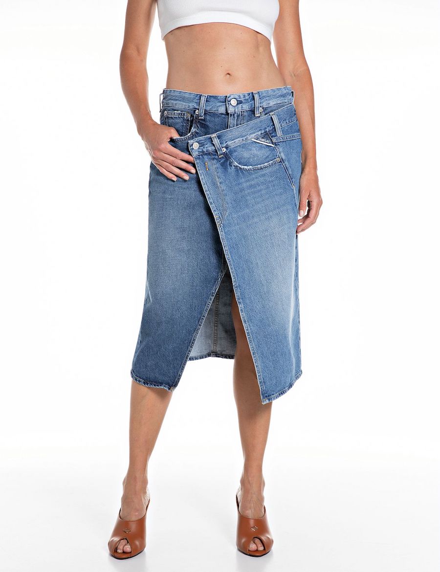 Jupe asymétrique en jeans replay W9982