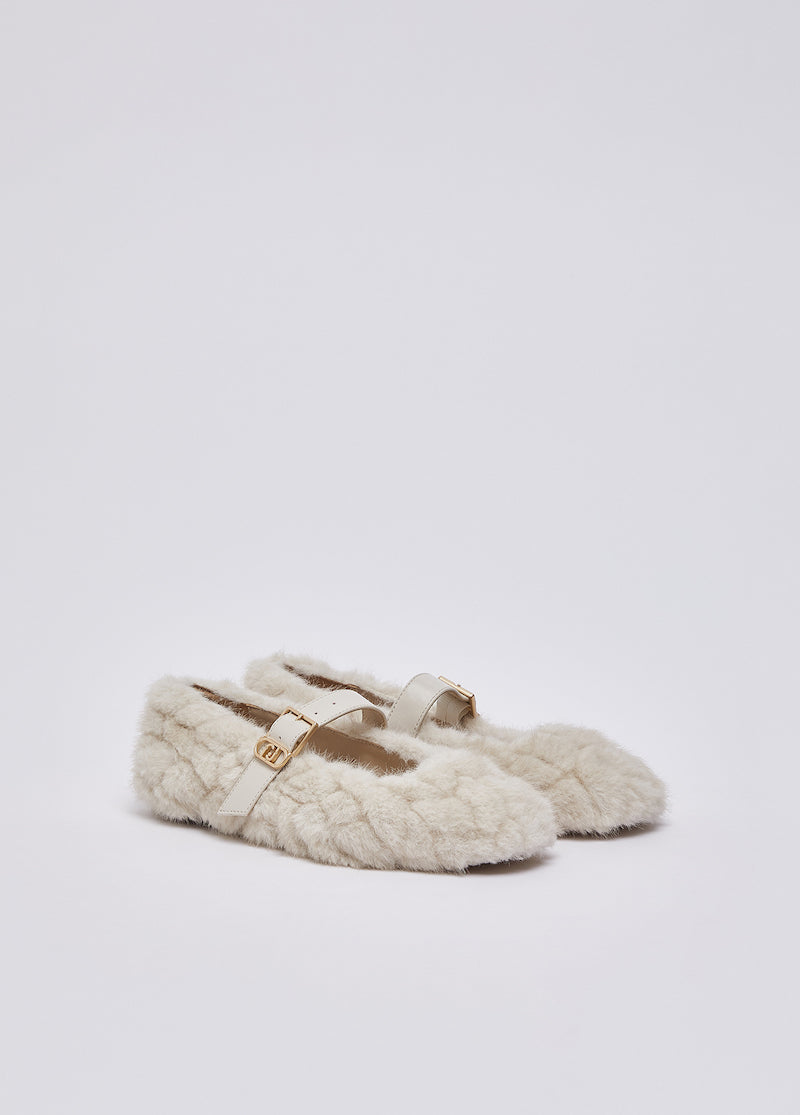 Ballerines blanc cassé en fausse fourrure Liu jo