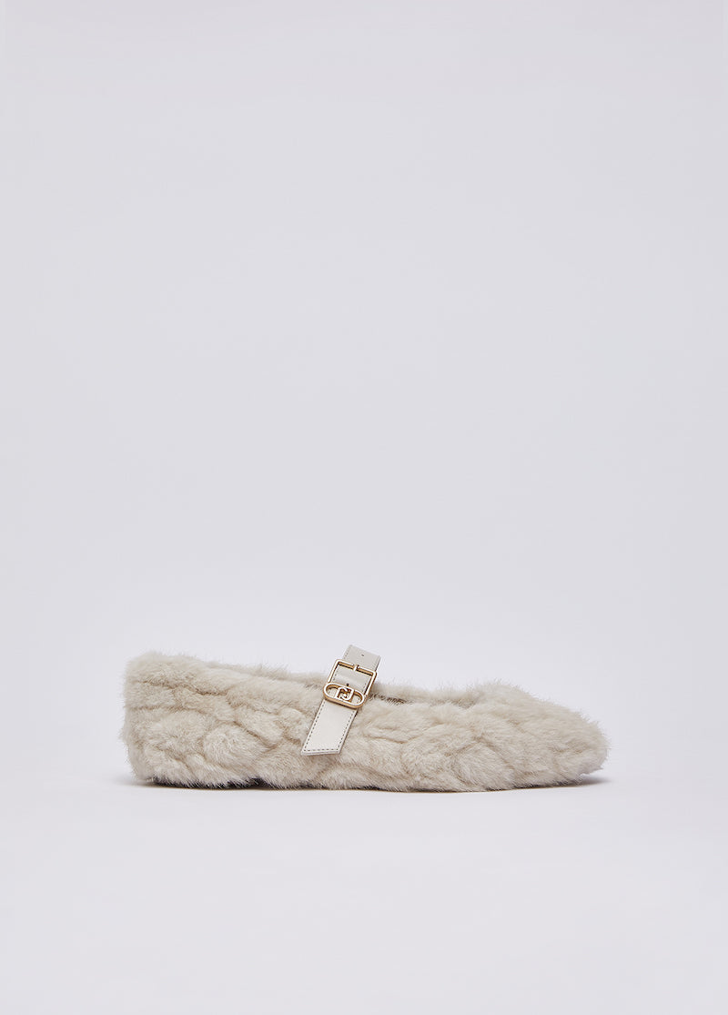 Ballerines blanc cassé en fausse fourrure Liu jo
