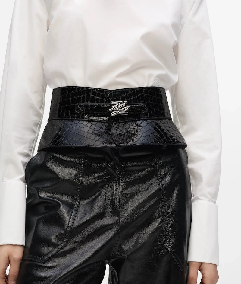 Ceinture corset femme noire Karl Lagerfeld – effet croco