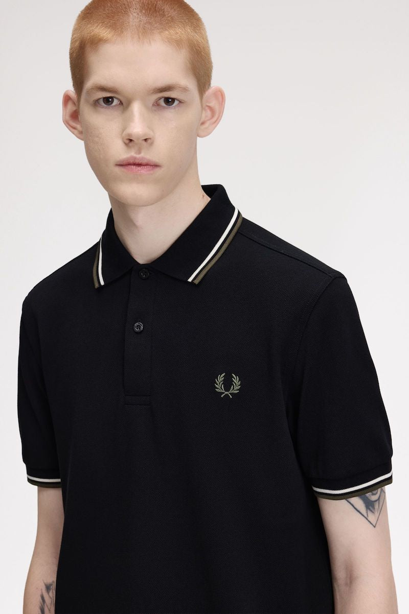 Polo piqué noir Fred Perry
