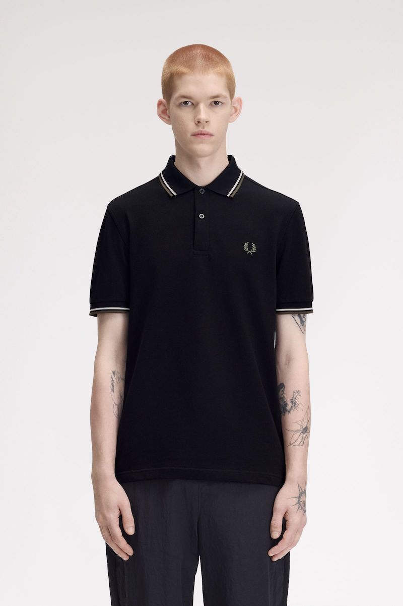 Polo piqué noir Fred Perry