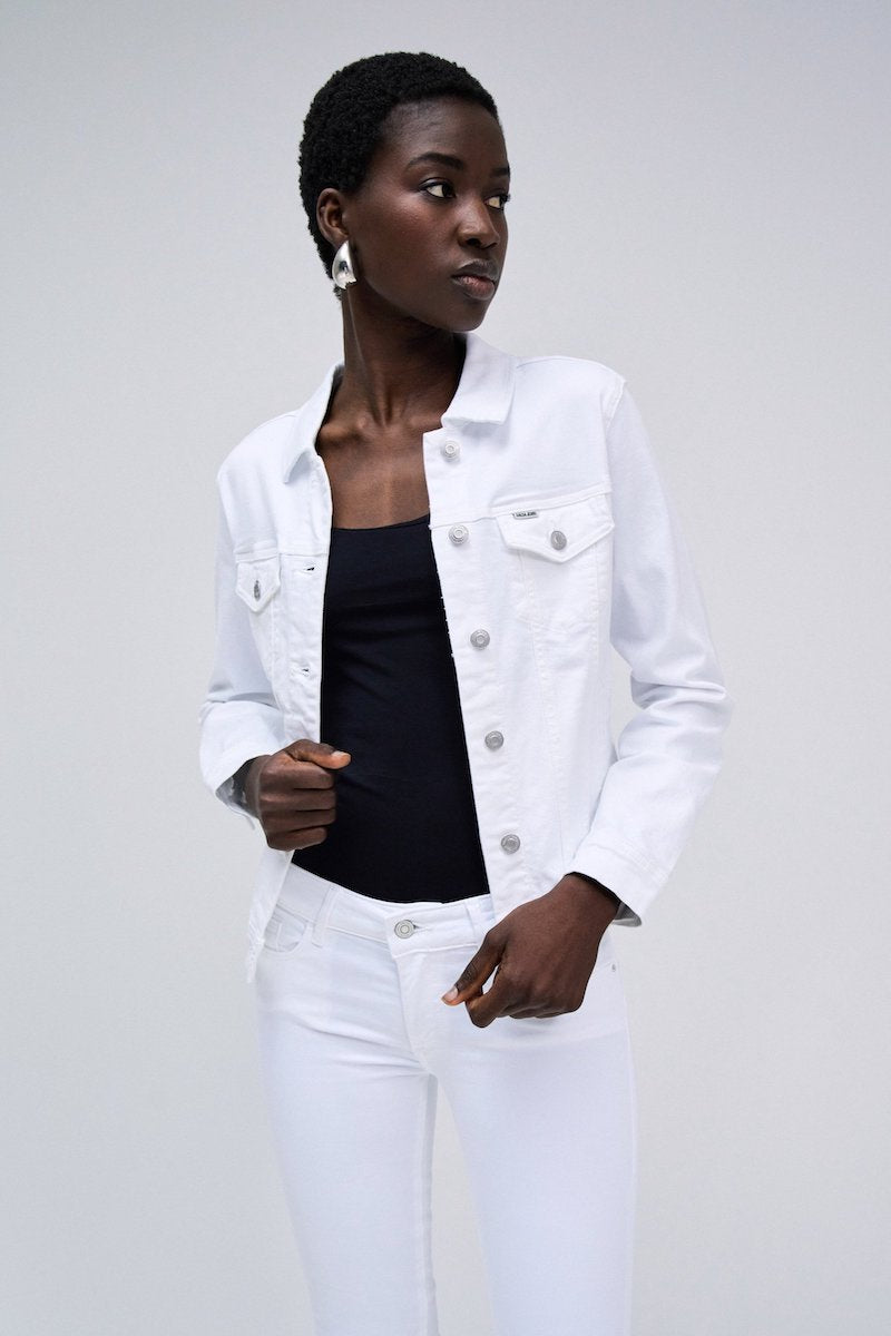 Blouson en denim blanc stretch