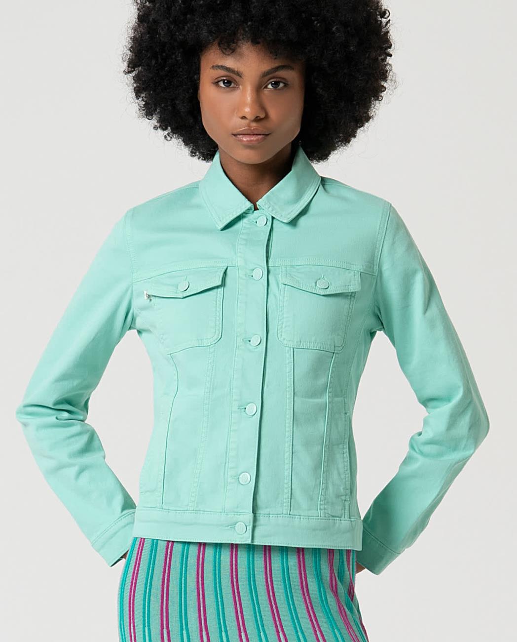 Blouson en jeans vert Surkana