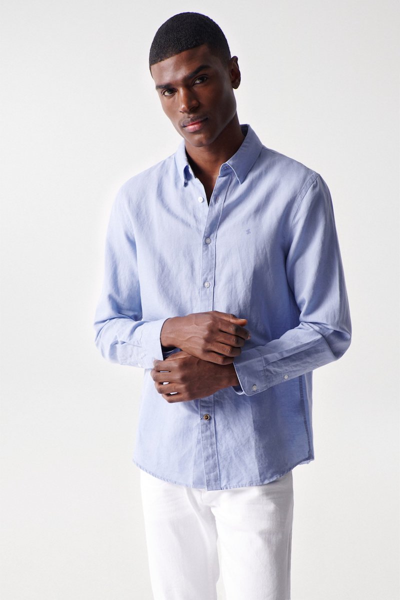 Chemise en lin bleu Salsa