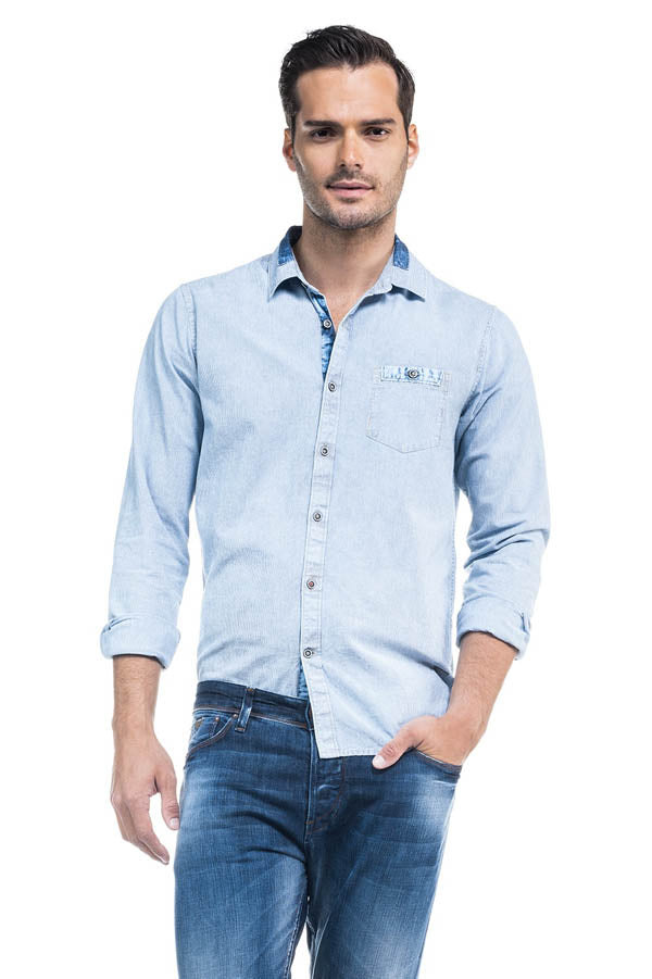Chemise Salsa 113215 bleu rayé
