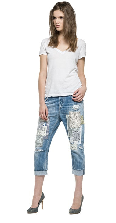 Jeans Replay WX668D bleu délavé usé